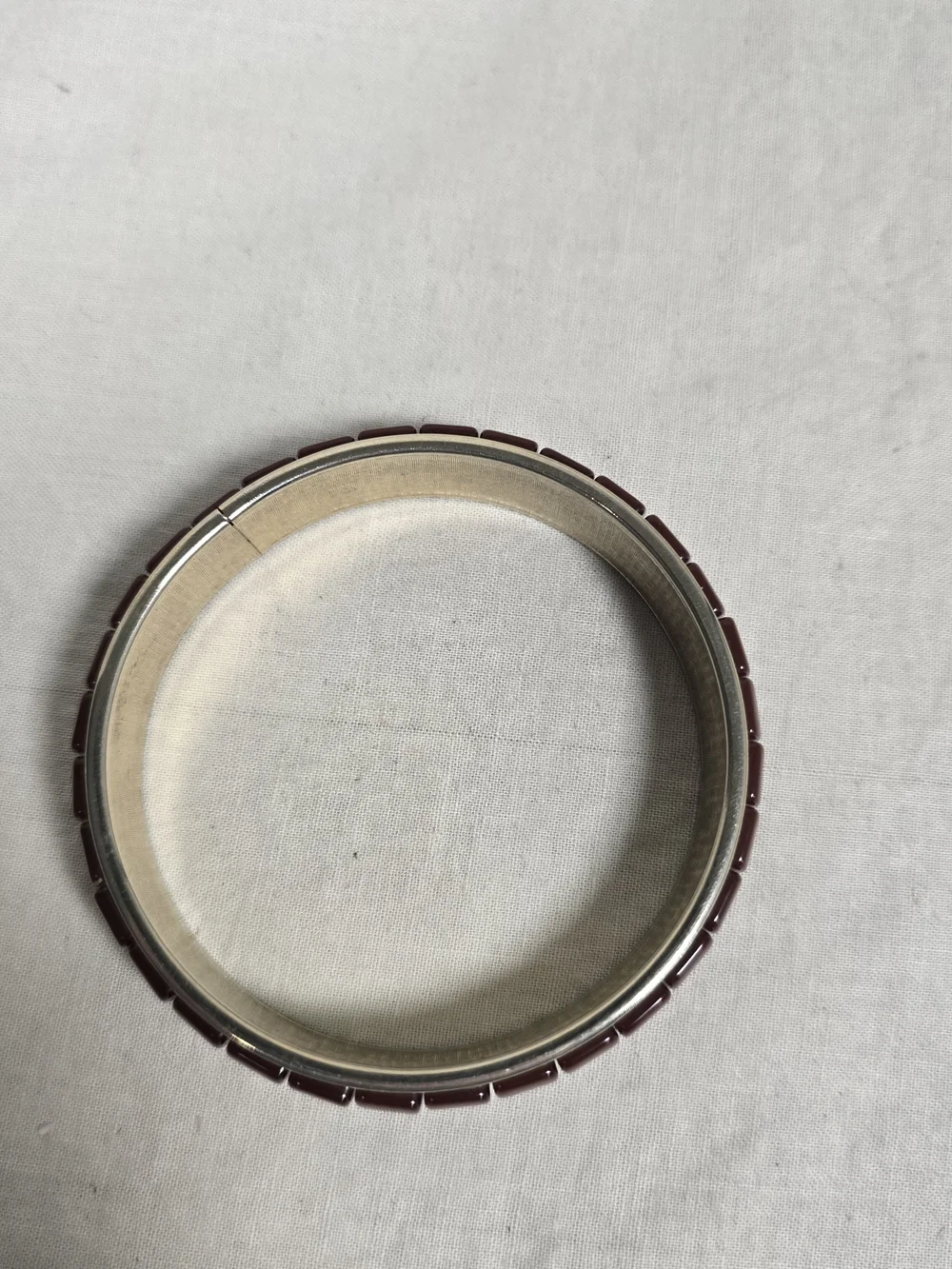 Vintage Brown Resin Tile Bangle Bracelet Gold Tone Metal Retro Costume Jewelry